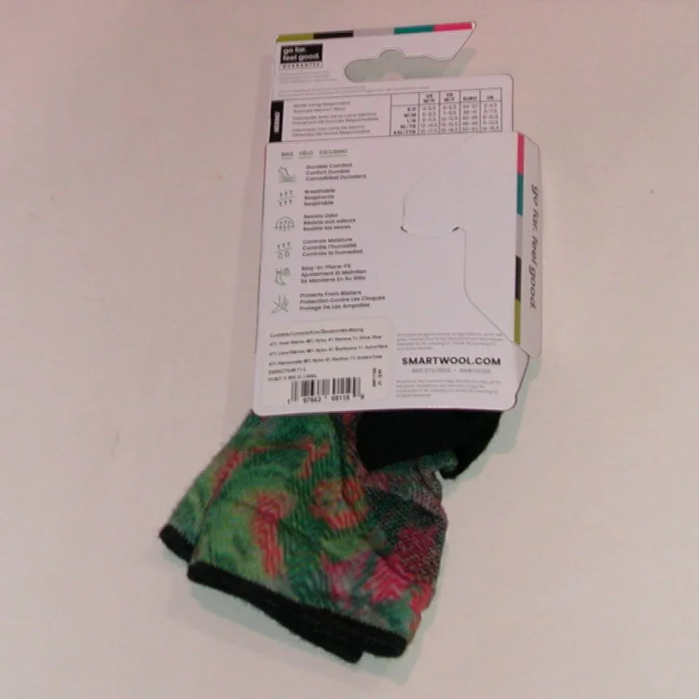 SmartWool Bike Zero Cushion Jungle Music Print Ankle Socks Women's LG Honey Gold
